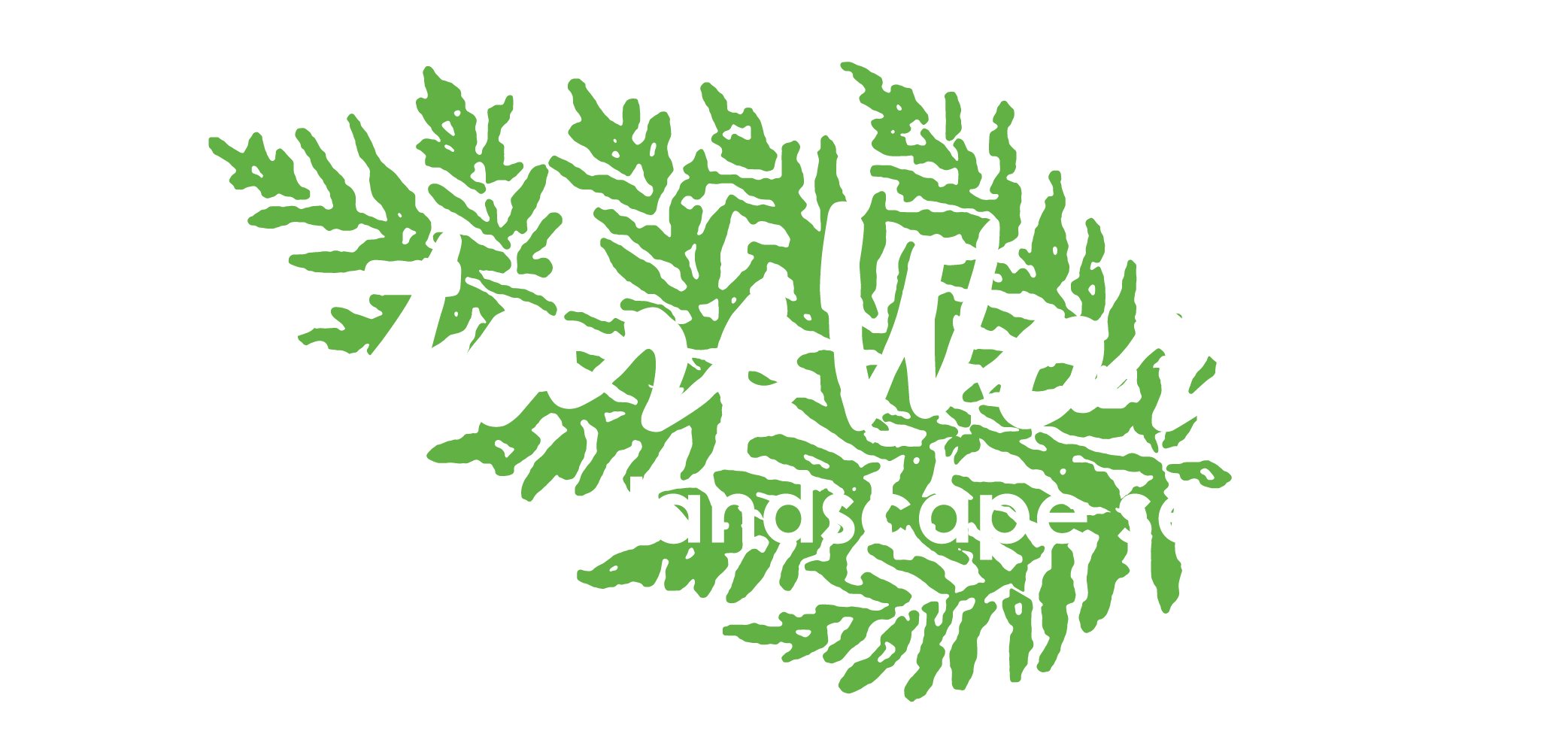 This image features a logo with stylized green leaves forming a circle, white text "NatureWorks," and "landscape services" on a black background.