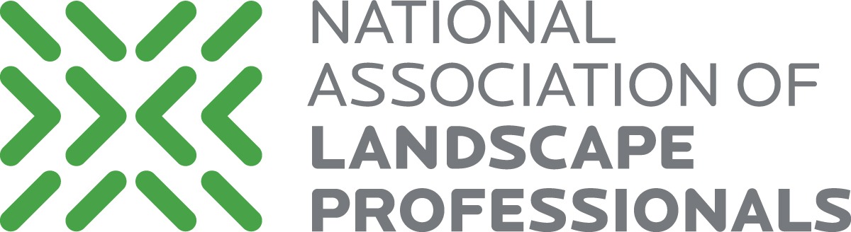 The image displays a logo with text "NATIONAL ASSOCIATION OF LANDSCAPE PROFESSIONALS" and a green graphic resembling interconnected arrows.
